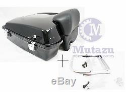 Black Razor Tour Pak Trunk & Two Up Detachable Rack fits Harley Touring FLH FLT