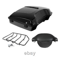 Black Razor Trunk Backrest Luggage Rack Fit For Harley Tour Pak Road Glide 97-13