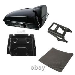 Black Razor Trunk Backrest & Mount Plate Fit For Harley Tour Pak Road King 09-13