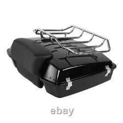 Black Razor Trunk Backrest Top Rack Mount Fit For Harley Tour Pak Touring 09-13