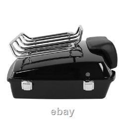 Black Razor Trunk Backrest Top Rack Mount Fit For Harley Tour Pak Touring 09-13