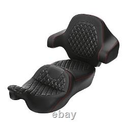 Black+Red Driver Passenger Seat Backrest Fit For Harley Touring 2014-2023