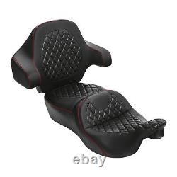 Black+Red Driver Passenger Seat Backrest Fit For Harley Touring 2014-2023