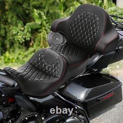 Black+Red Driver Passenger Seat Backrest Fit For Harley Touring 2014-2023