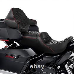 Black+Red Driver Passenger Seat Backrest Fit For Harley Touring 2014-2023