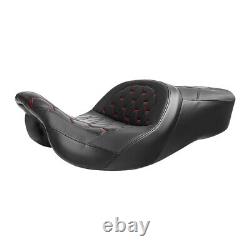 Black+Red Driver Rider & Passenger Gel Seat Fit For Harley Touring Glide 2009-23