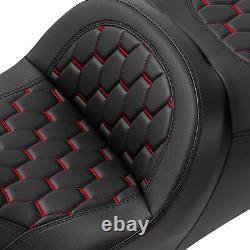 Black+Red Driver Rider & Passenger Gel Seat Fit For Harley Touring Glide 2009-23