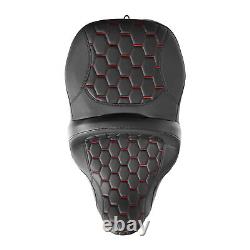 Black+Red Driver Rider & Passenger Gel Seat Fit For Harley Touring Glide 2009-23