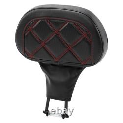 Black+Red Stitching Driver Backrest Pad Fit For Harley Touring Road Glide 09-23