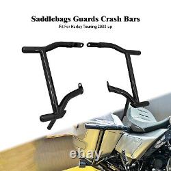 Black Saddlebag Guard Bag Guards Crash Bar Fit For Harley Touring 2009 up FLH