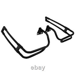 Black Saddlebag Twin Rail Guard Guard Support Bracket Fit For Harley Touring