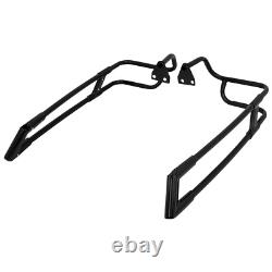 Black Saddlebag Twin Rail Guard Guard Support Bracket Fit For Harley Touring