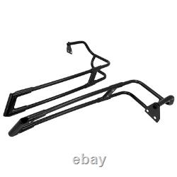 Black Saddlebag Twin Rail Guard Guard Support Bracket Fit For Harley Touring