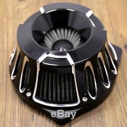 Black Shallow Cut Stage 1 Air Cleaner For Harley Touring Twin Cam 1999-2017