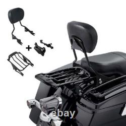 Black Sissy Bar Backrest Rack Docking Kit Fit For Harley Touring Glide 2009-2013