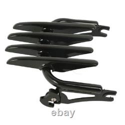 Black Sissy Bar Backrest Stealth Luggage Rack For Harley Touring Road Glide09-23