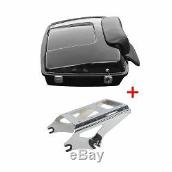 Black Tour Pak Pack Trunk +Mounting Rack For Harley Davidson Touring Glide 09-13