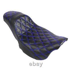 Blue Stitching Tour Step-Up Lattice Stitch Seat For Harley Touring Models 08-23