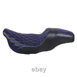 Blue Stitching Tour Step-Up Lattice Stitch Seat For Harley Touring Models 08-23