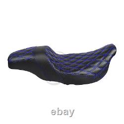 Blue Stitching Tour Step-Up Lattice Stitch Seat For Harley Touring Models 08-23