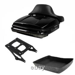 Chopped Trunk Backrest LED Tail Light Mount Rack Fit For Harley Touring 2014-26