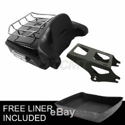Chopped Trunk Tour Pak Pack Backrest +Luggage Rack For Harley Touring