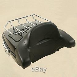 Chopped Trunk Tour Pak Pack Backrest +Luggage Rack For Harley Touring