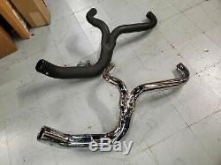 Chrome 2 into 1 Custom Upsweep Header Exhaust Harley Touring Softail Billet End