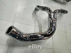 Chrome 2 into 1 Custom Upsweep Header Exhaust Harley Touring Softail Billet End