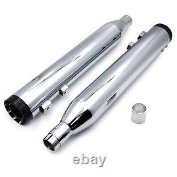 Chrome Black 2 Tip 4 Straight End Cup Slip On Muffler For Harley Touring 95-16