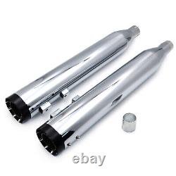 Chrome Black 2 Tip 4 Straight End Cup Slip On Muffler For Harley Touring 95-16