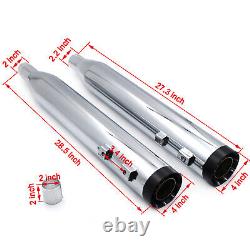 Chrome Black 2 Tip 4 Straight End Cup Slip On Muffler For Harley Touring 95-16