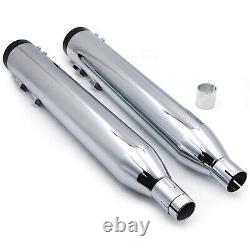 Chrome Black 2 Tip 4 Straight End Cup Slip On Muffler For Harley Touring 95-16