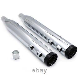 Chrome Black 2 Tip 4 Straight End Cup Slip On Muffler For Harley Touring 95-16