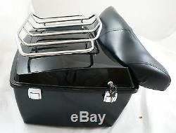 Complete Mutazu King Tour Pak Trunk with Top Rack for Harley Touring FLH FLT