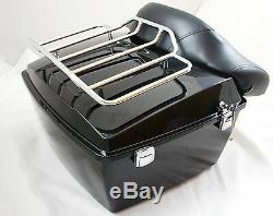 Complete Mutazu King Tour Pak Trunk with Top Rack for Harley Touring FLH FLT