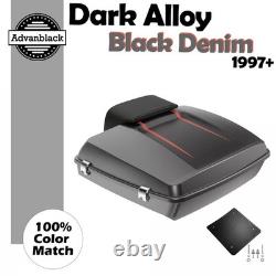 Dark Alloy/Black Denim Rushmore Razor Tour Pak Pack For 97+ Harley/Softail