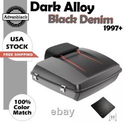 Dark Alloy/Black Denim Rushmore Razor Tour Pak Pack For 97+ Harley/Softail
