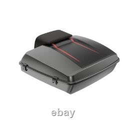 Dark Alloy and Black Denim Razor Tour Pack Pak Trunk Luggage For 1997+ Harley