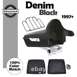 Denim Black Chopped Tour Pack Pak Wrap-Around Backrest Fits 97+ Harley Touring