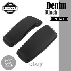 Denim Black Normal Stretched Saddlebag Lids for Harley Street Road Glide 2014+