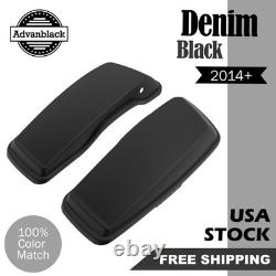 Denim Black Normal Stretched Saddlebag Lids for Harley Street Road Glide 2014+