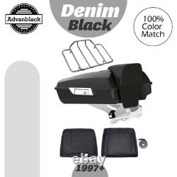 Denim Black Razor Tour Luggage Trunk Pack For Harley FLHR FLHXS FLTRX 1997+