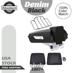 Denim Black Razor Tour Luggage Trunk Pack For Harley FLHR FLHXS FLTRX 1997+
