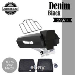 Denim Black Razor Tour Pak Pack Luggage Fits for Harley FLHR FLHXS FLTRX 1997+