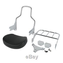 Detachable Backrest Sissy Bar With Luggage Rack For Harley HD Touring Models 94-08