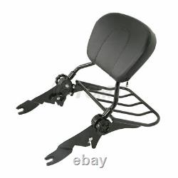 Detachable Backrest Sissy Bar with Luggage Rack For Harley Touring Road King 09-20