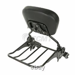 Detachable Backrest Sissy Bar with Luggage Rack For Harley Touring Road King 09-20