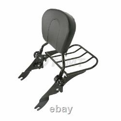 Detachable Backrest Sissy Bar with Luggage Rack For Harley Touring Road King 09-20