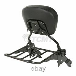Detachable Backrest Sissy Bar with Luggage Rack For Harley Touring Road King 09-20